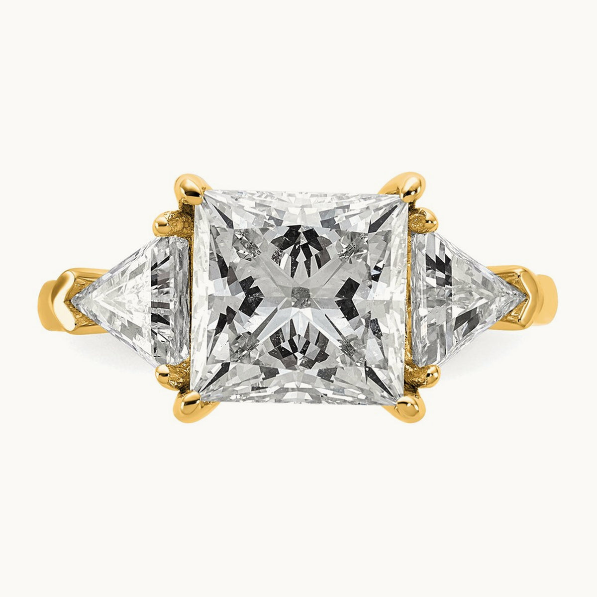 Princess/Trillion Engagement Ring, 1.50-4.00 ct tw Lab-Grown Diamond — 4 1/8 ct, 14K Yellow Gold