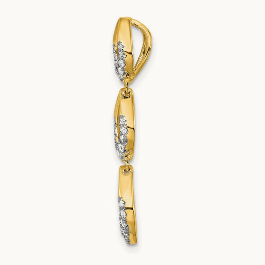 Polished Dangle Diamond Chain Slide, 14K
