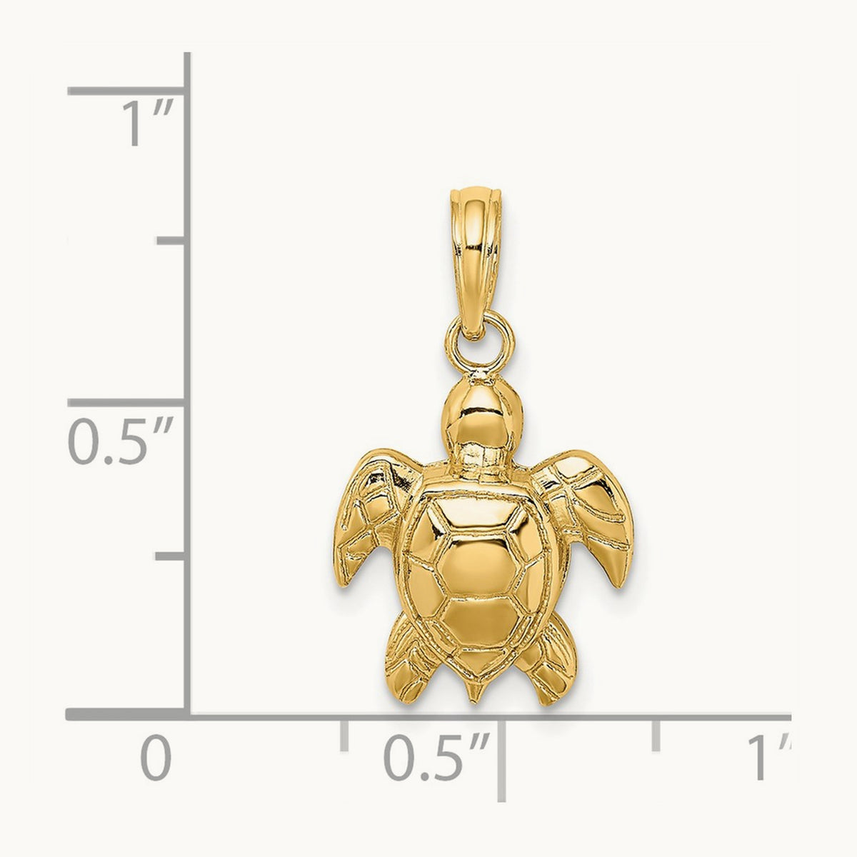 Textured Sea Turtle Charm — 14K Yellow Gold, 14.3mm