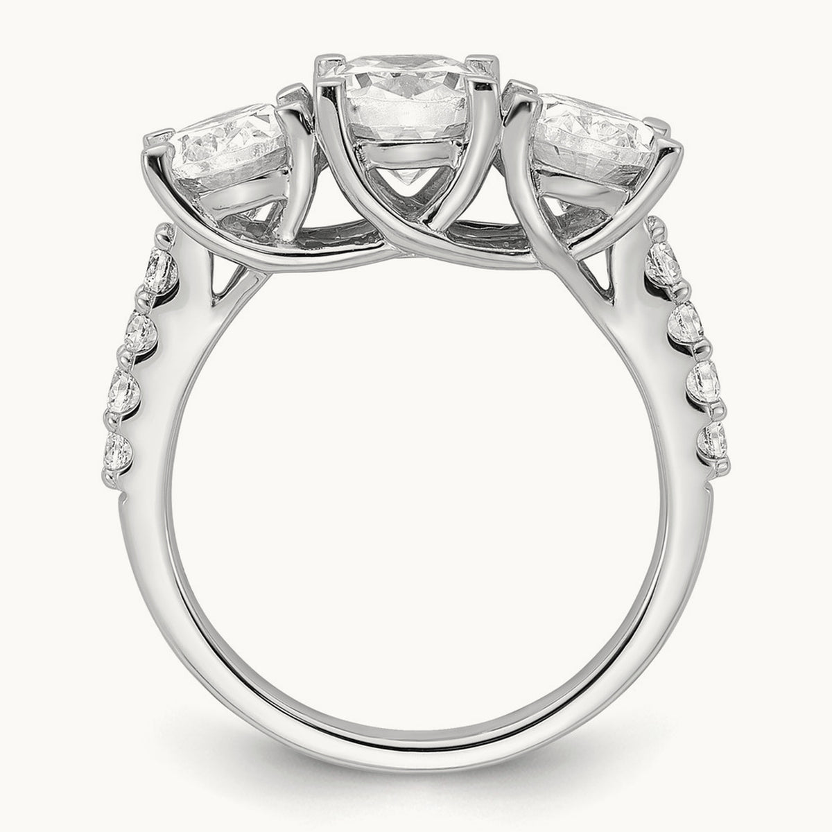Oval Center Semi-Mount 3 Stone Engagement Ring, 0.10-0.25 ct tw Lab-Grown Diamond — 1/4 ct, VS/SI (Great), 14K White Gold