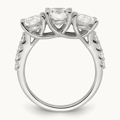 Oval Center Semi-Mount 3 Stone Engagement Ring, 0.10-0.25 ct tw Lab-Grown Diamond — 1/4 ct, VS/SI (Great), 14K White Gold