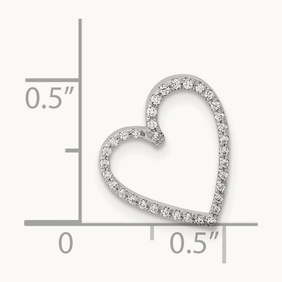 Diamond Vintage Heart Chain Slide — 14K White Gold