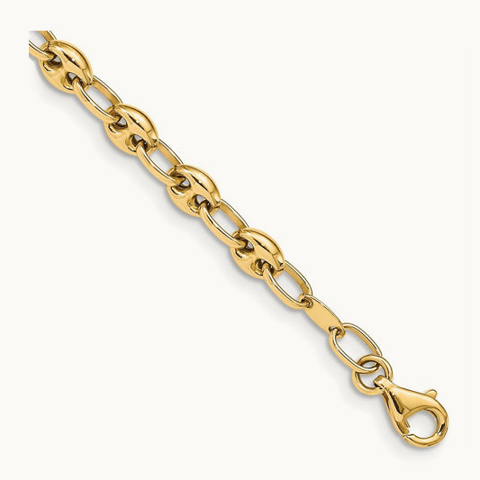 Polished Link Bracelet — 14K Yellow Gold