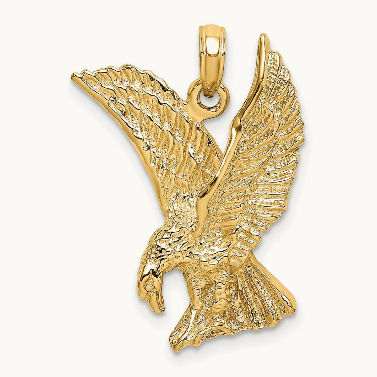 Eagle Landing w/Wings Up Charm, 14K