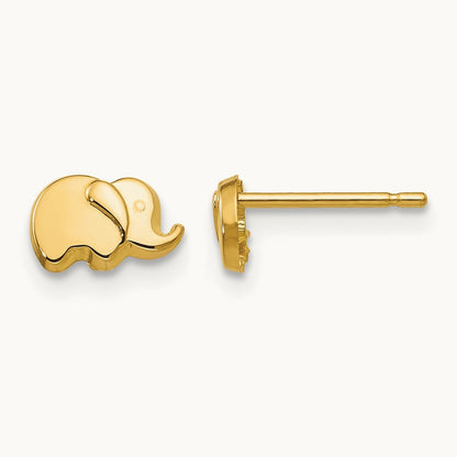 Polished Elephant Post Earrings, 14K