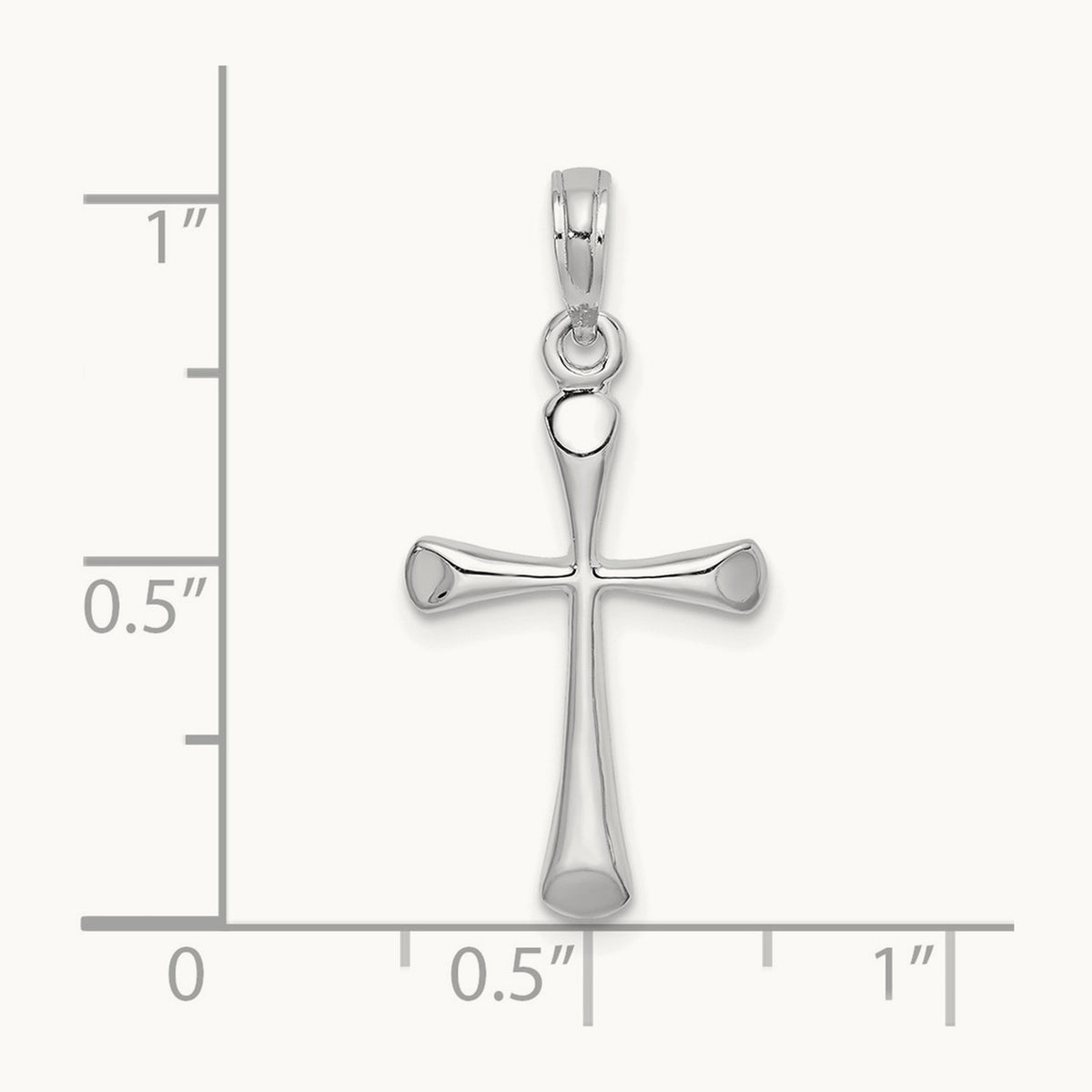 Polished Beveled Tip Cross Charm, 14K White Gold