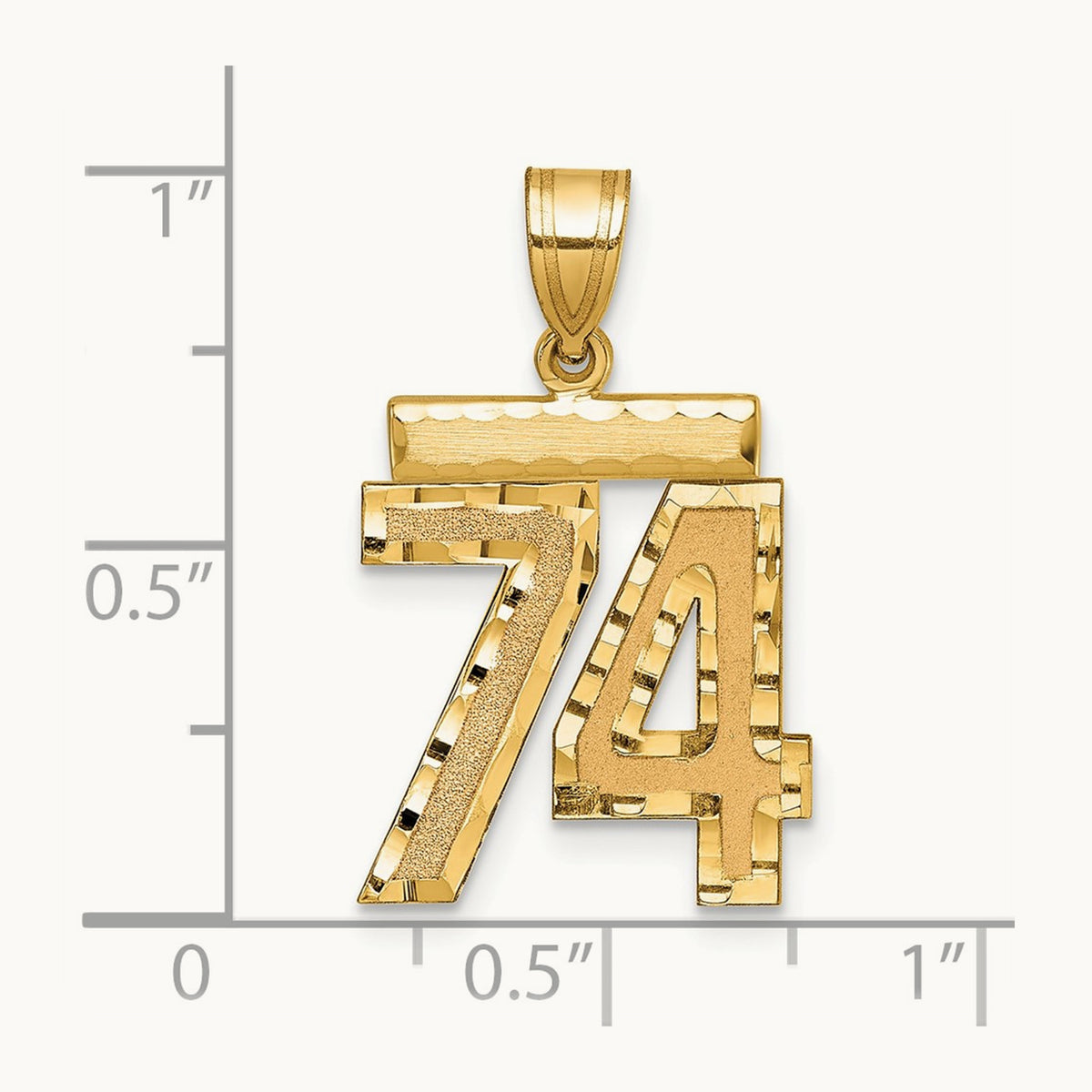 Medium Diamond-cut Number 74 Charm, 14K