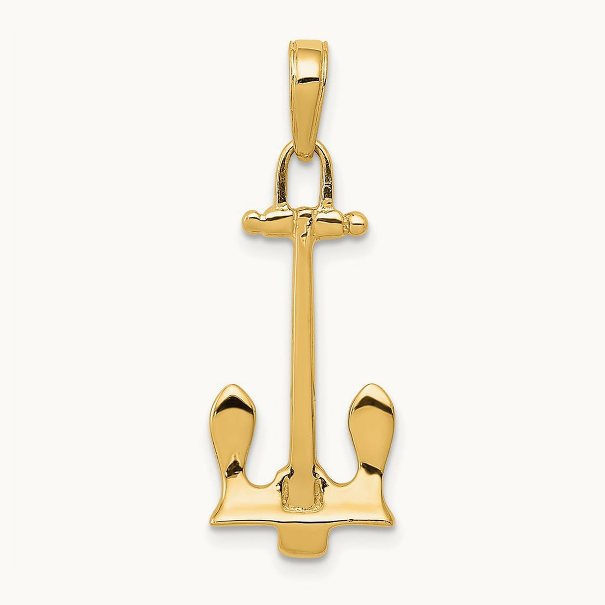 3D Navy Anchor Pendant, 14K