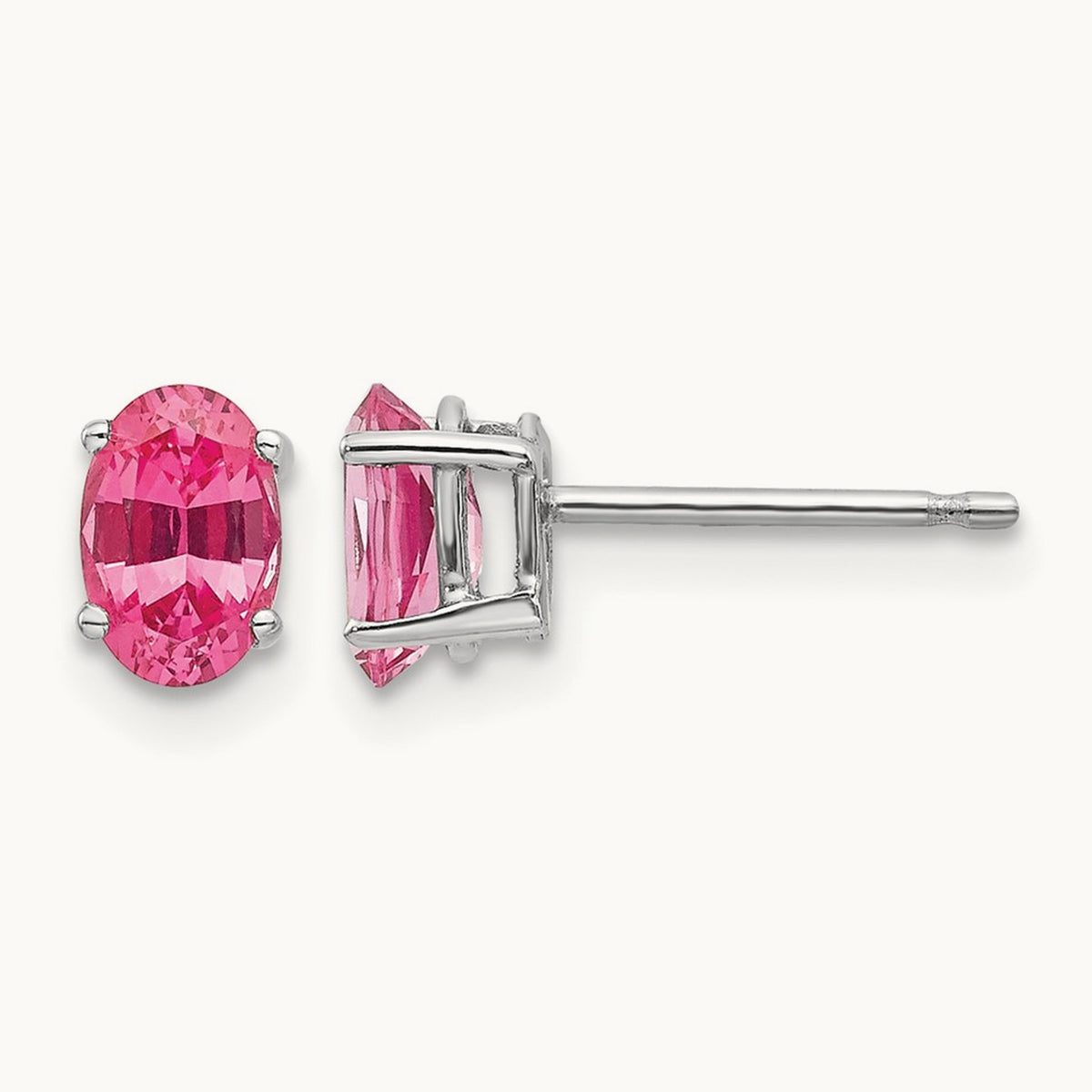 Pink Spinel Earrings, 14K White Gold