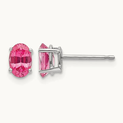 Pink Spinel Earrings, 14K White Gold