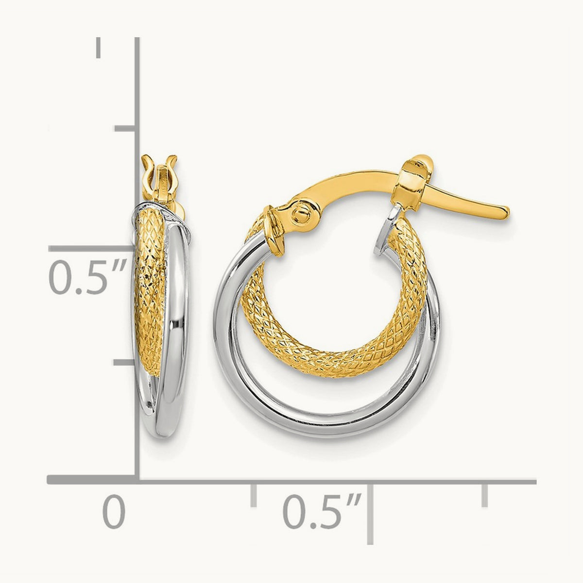 Polished Diamond-cut Hoop Earrings — 14K Two-Tone Gold