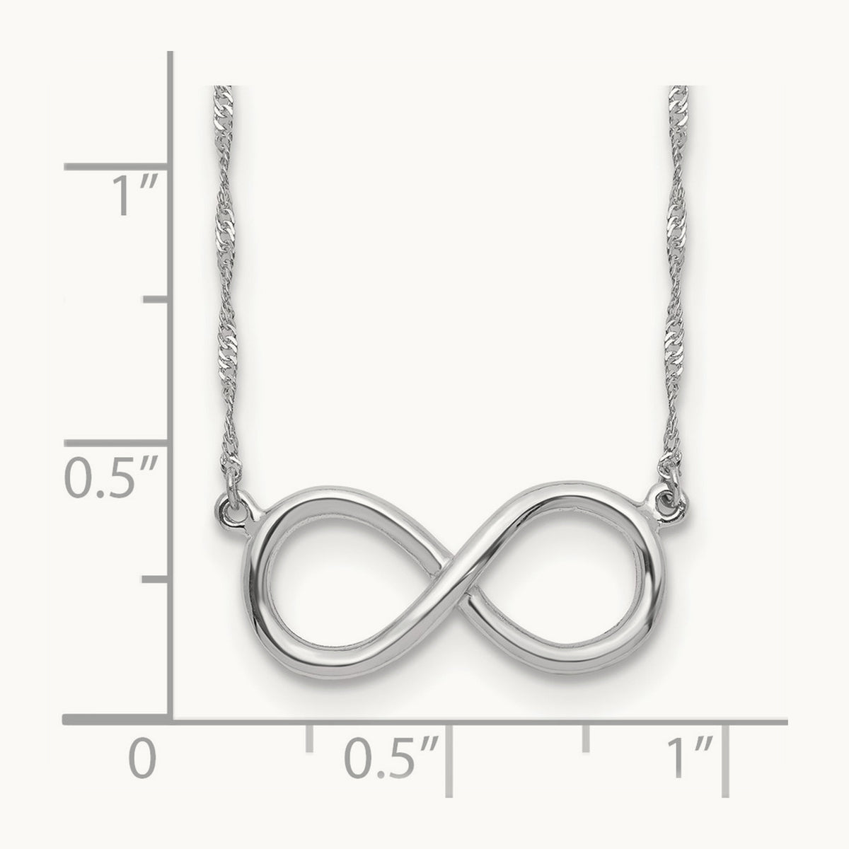Polished Infinity Necklace — 14K White Gold
