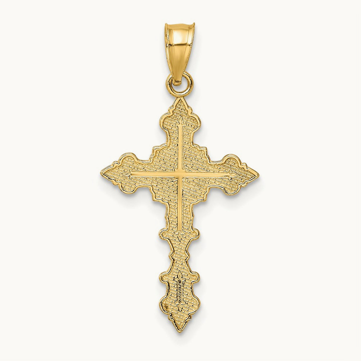 Crucifix W/ Fancy Edges Charm, 14K