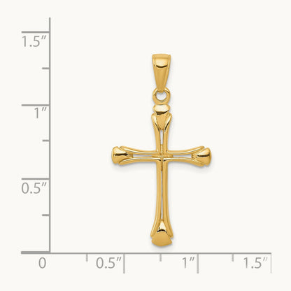 Cross with Triangle Tips Pendant, 14K
