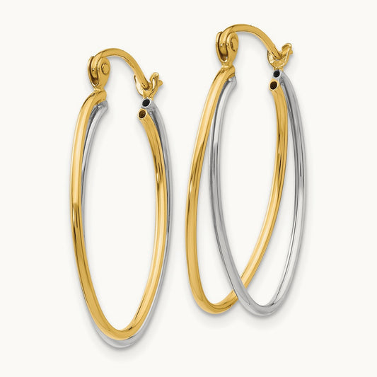 Hoop Earrings, 14K Two Tone