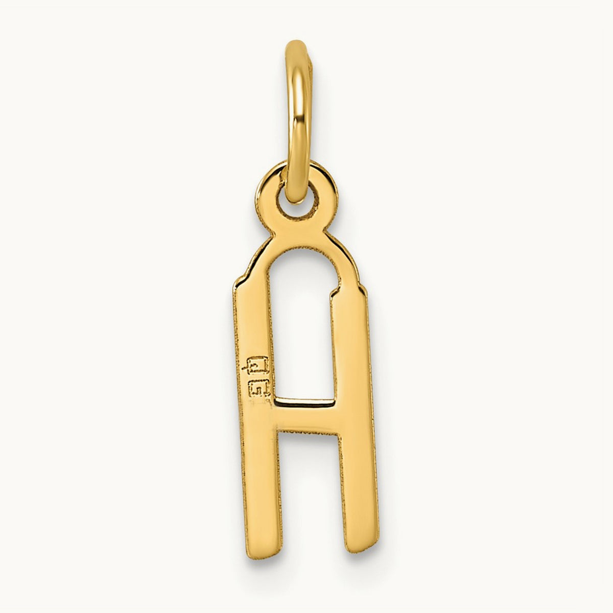 Small Slanted Block Initial Charm — 14K Yellow Gold, H