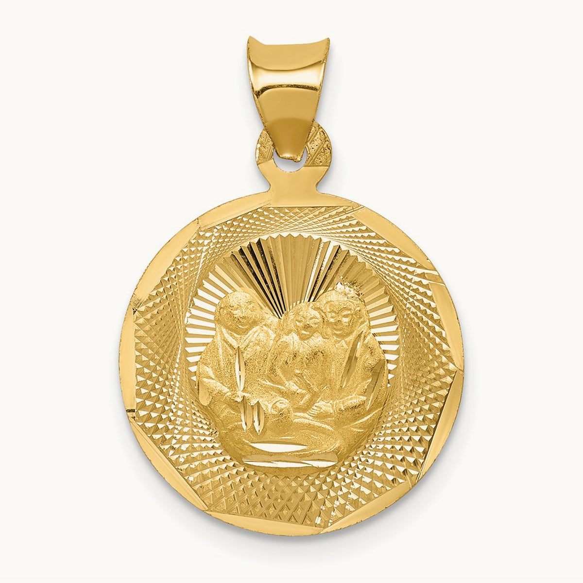 Polished and Diamond-cut Baptism Circle Pendant — 22mm