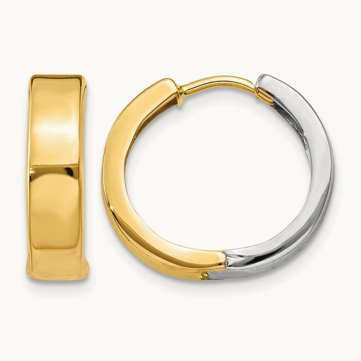 Hinged Hoop Earrings, 14K Two-tone