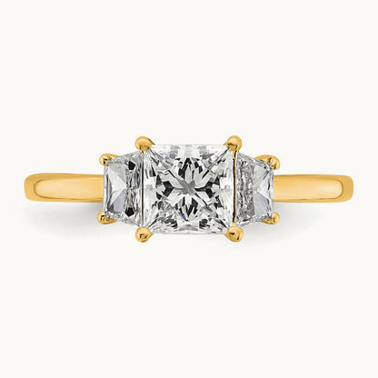 Princess & Trapezoid Engagement Ring, 1.25-4.00 ct tw Lab-Grown Diamond — 1 3/8 ct, 14K Yellow Gold