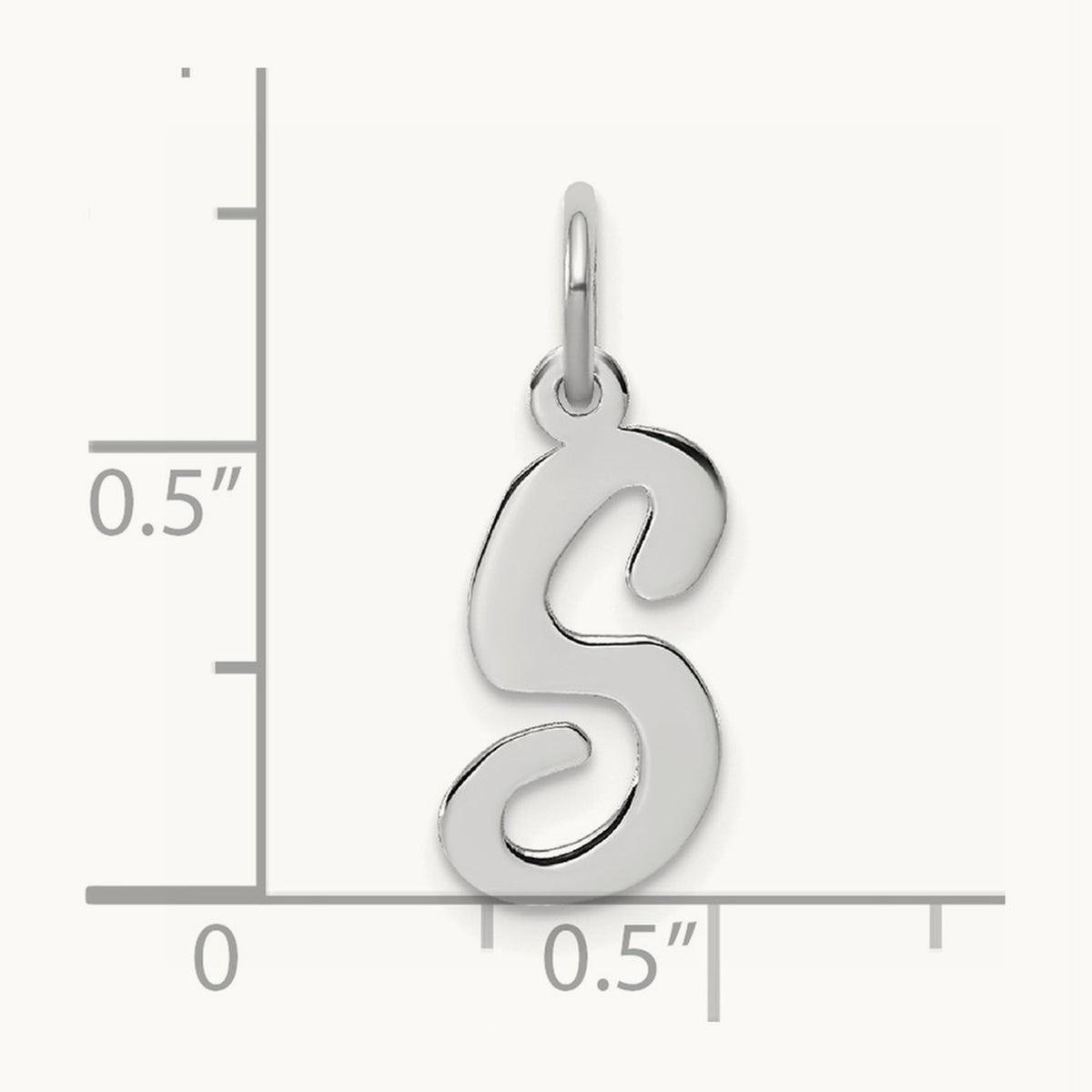 Medium Script Initial Charm — 14K White Gold, S