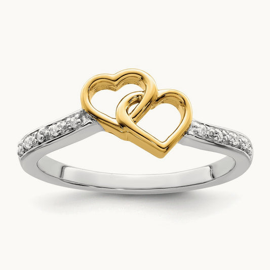 Polished Double Heart Diamond Ring — photo set