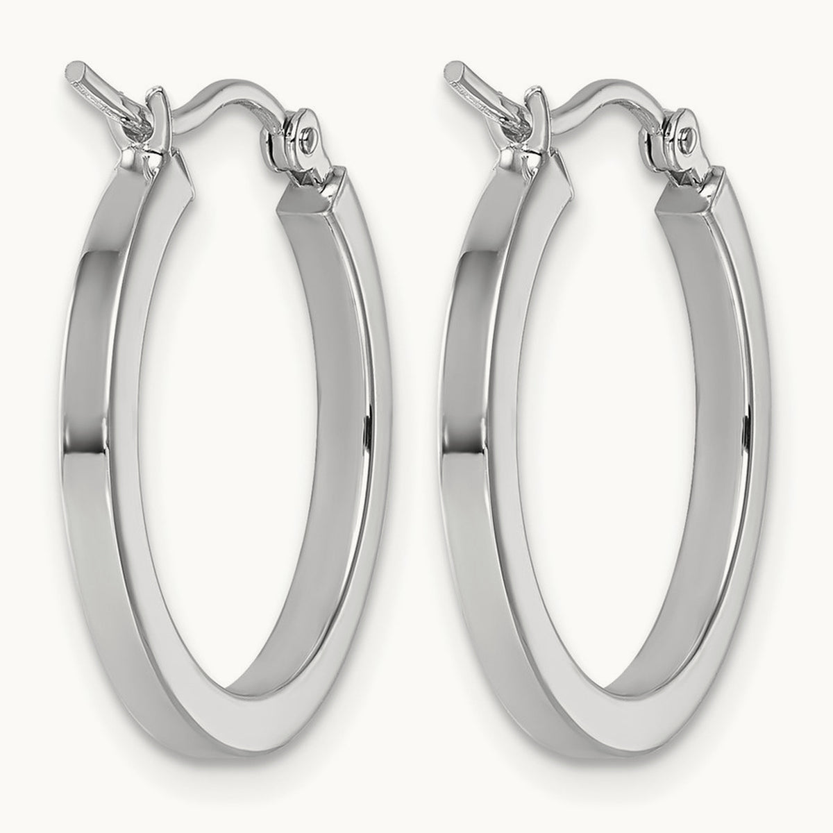 Square Tube Hoop Earrings — 10K White Gold