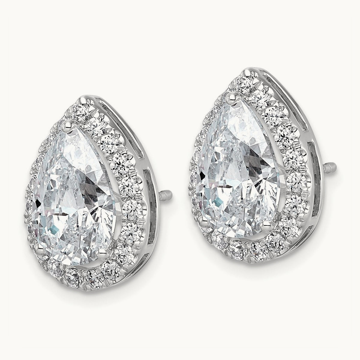 Pear Halo Post Earrings, 1.25-6.75 ct tw Lab-Grown Diamond — 6 3/4 ct, VS (Best) · Certified, 14K White Gold