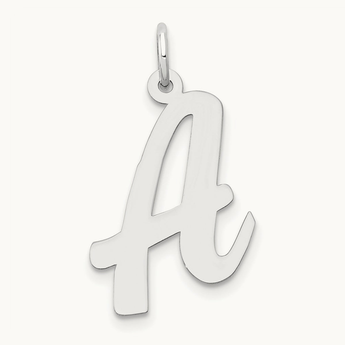 Large Script Initial Charm — 14K White Gold, A
