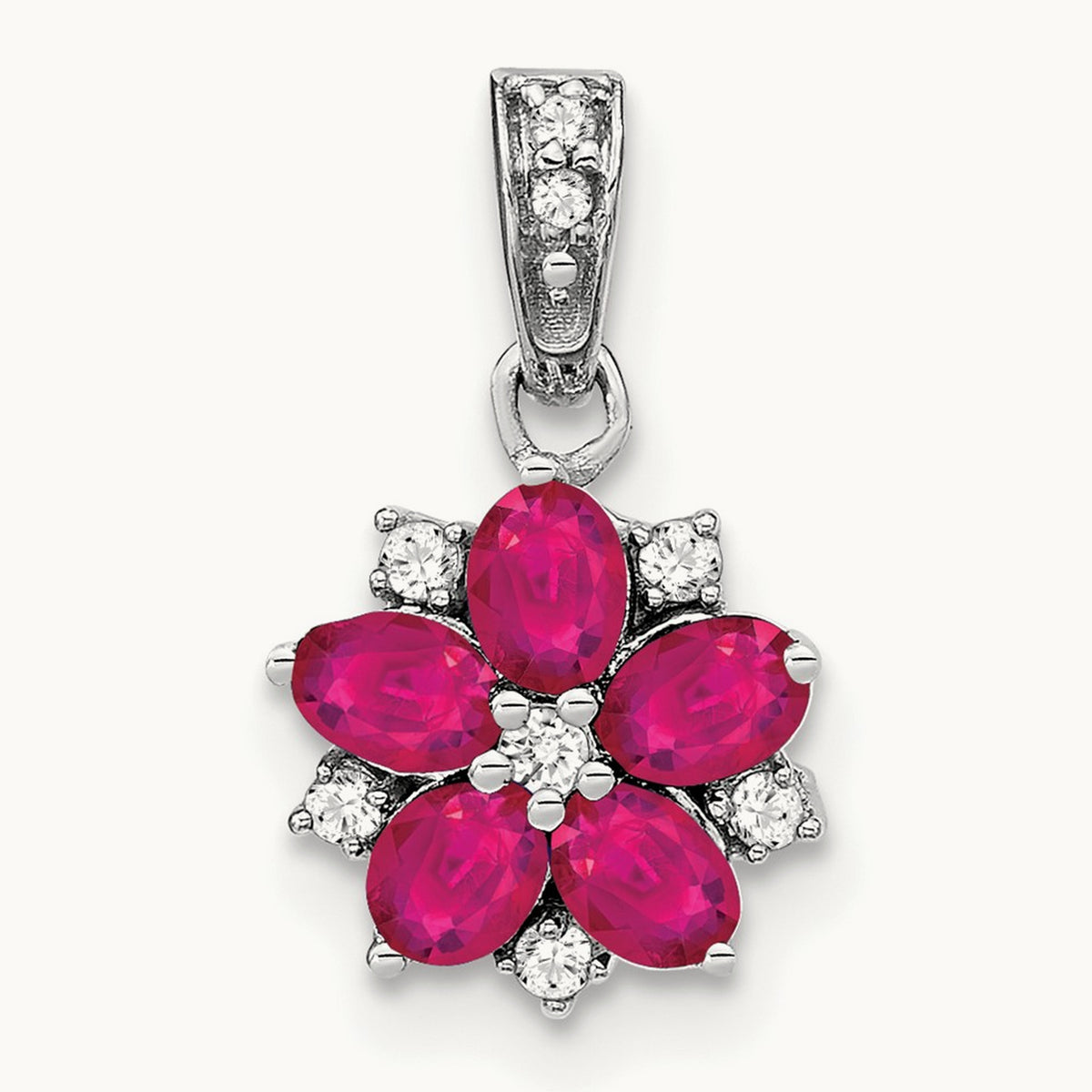 Ruby and Diamond Floral Pendant — photo set