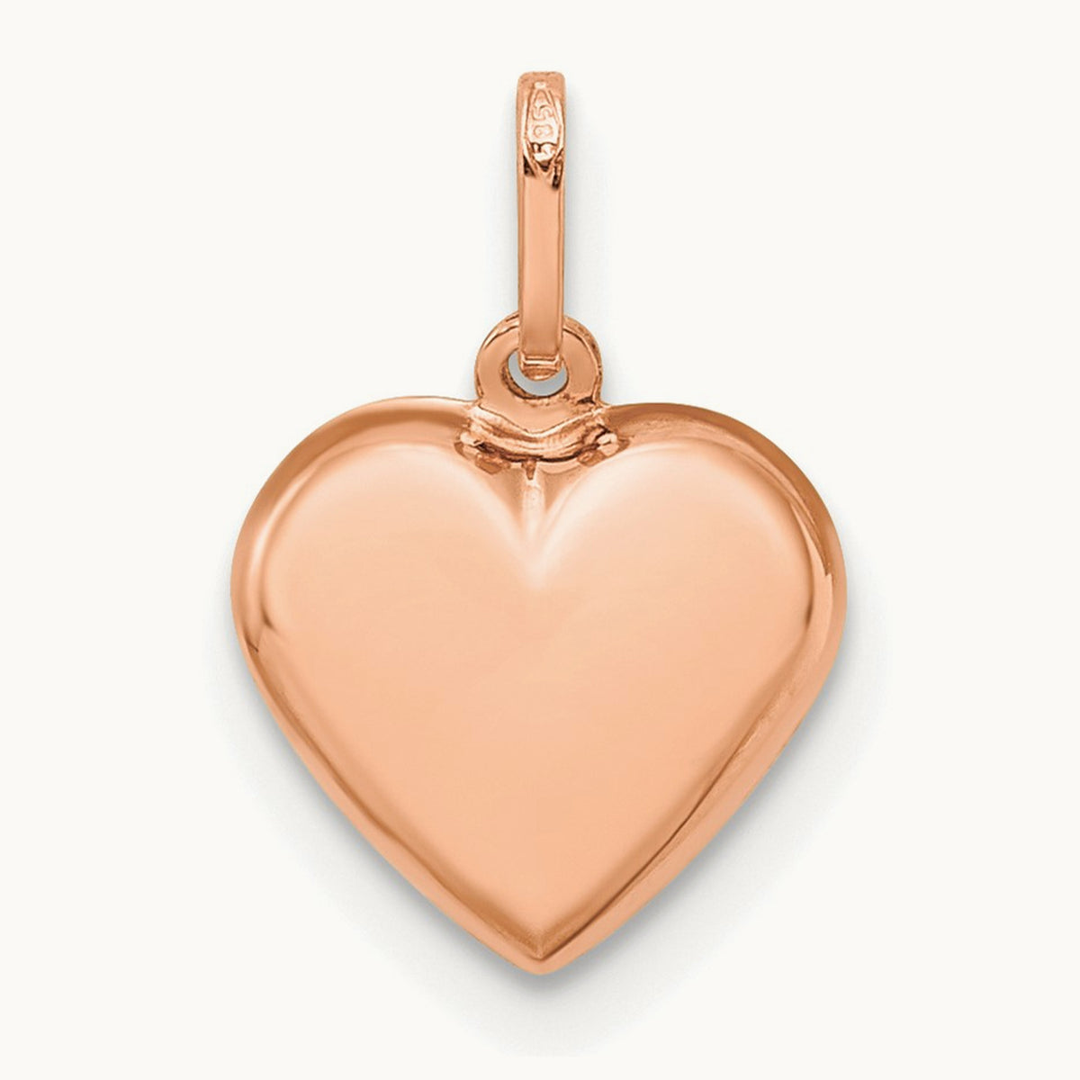 Polished 3-D Heart Pendant — 14K Rose Gold