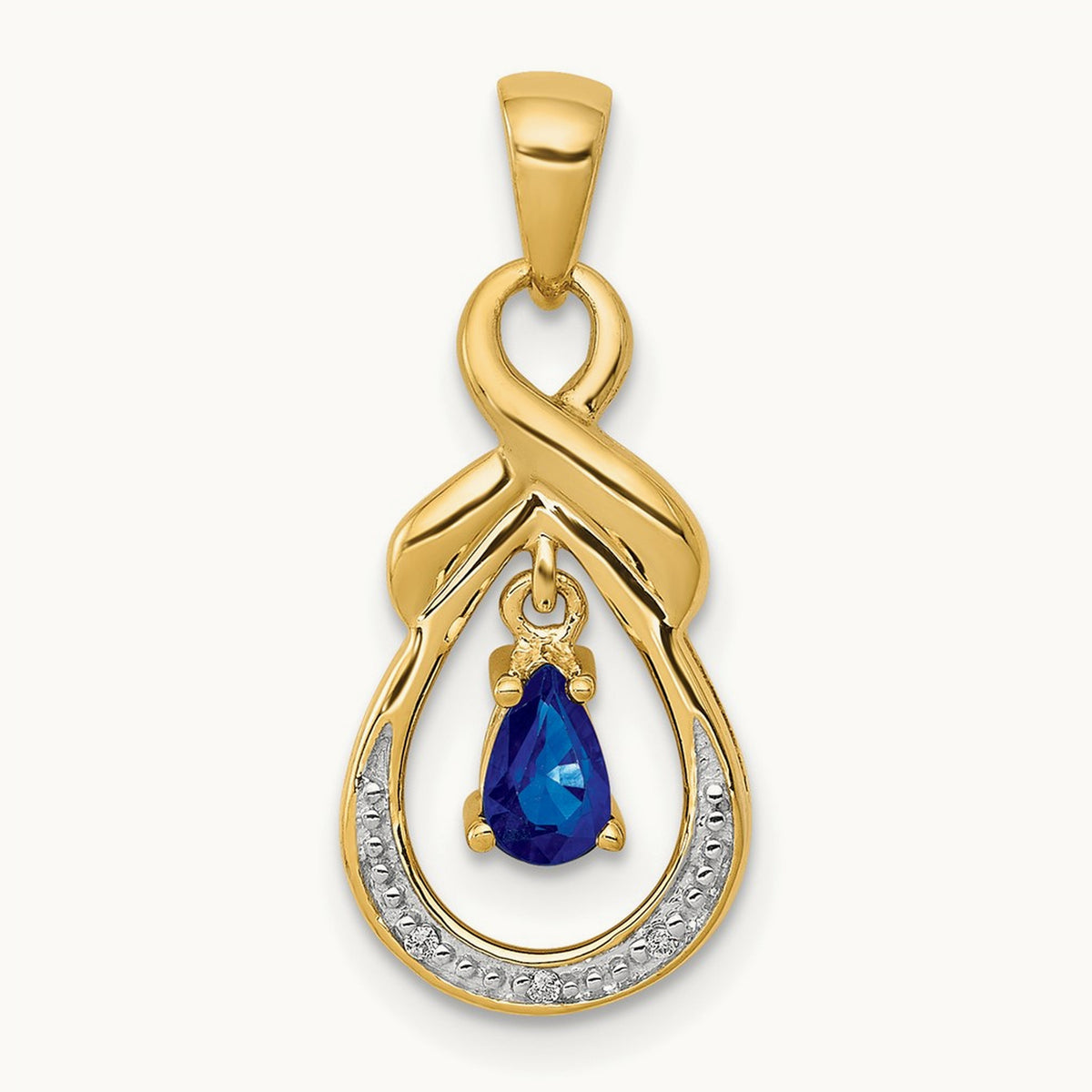 Pear Sapphire and Diamond Dangle Pendant, 14K
