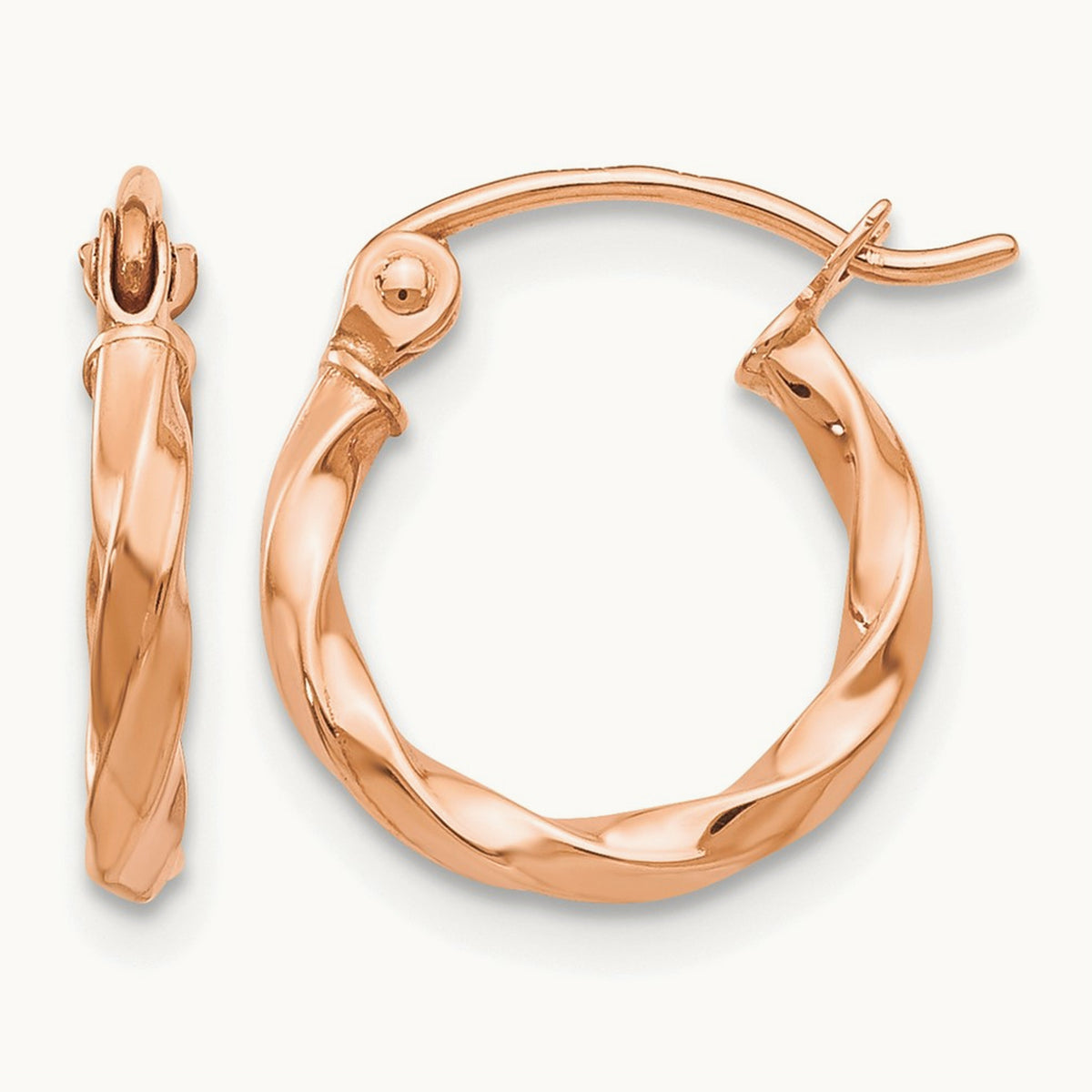 Twisted Hoop Earrings — 14K Rose Gold, 12mm