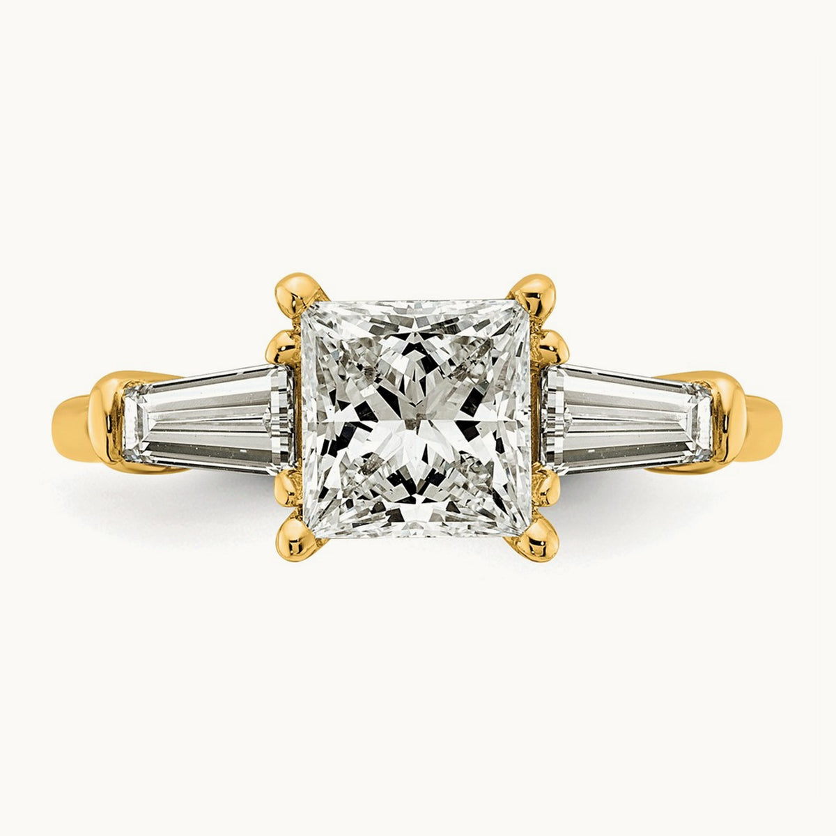 Princess & Baguette Engagement Ring, 1.50-3.75 ct tw Lab-Grown Diamond — 2 1/5 ct, 14K Yellow Gold