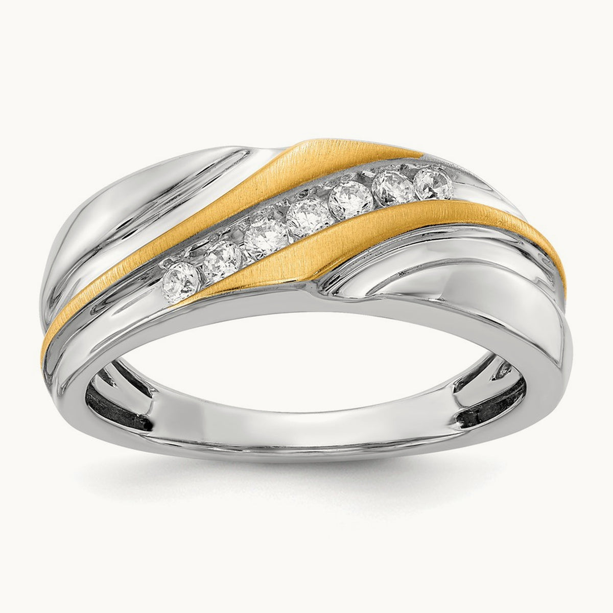 Diamond Men's Ring, SATIN: UP&DOWN, 14K Two-tone