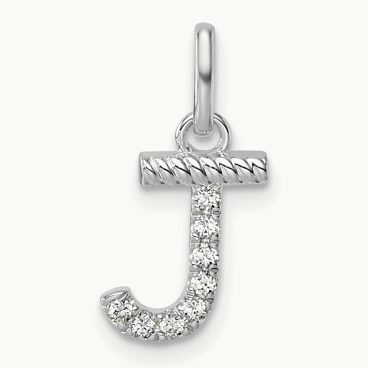 Twisted Diamond Charm — 14K White Gold, J