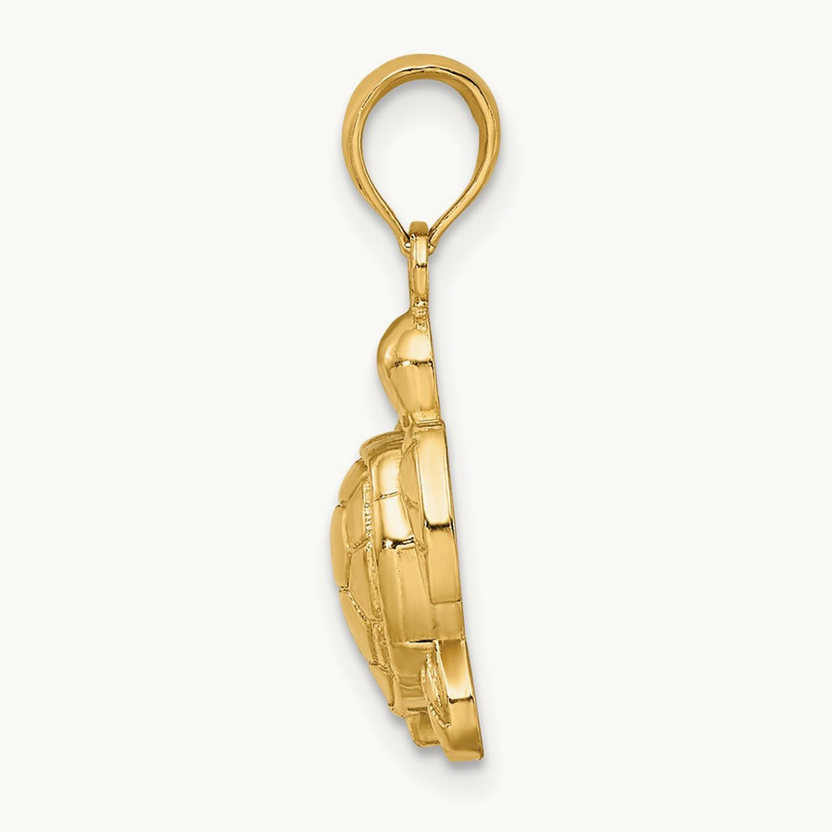 Textured Sea Turtle Charm — 14K Yellow Gold, 14.3mm