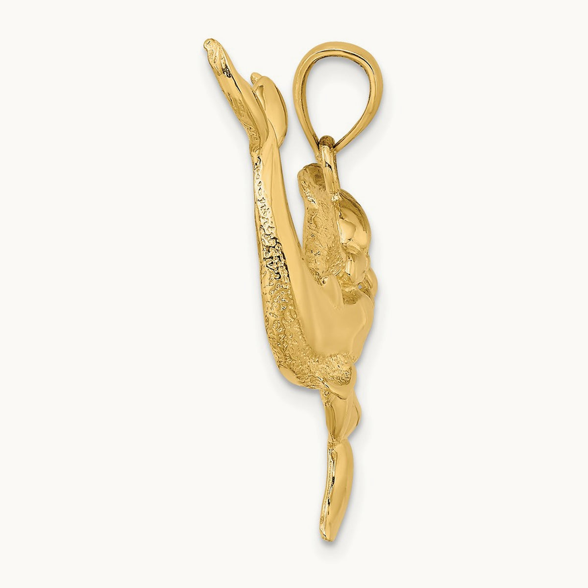 Polished Two Dolphins Together Charm, 14K