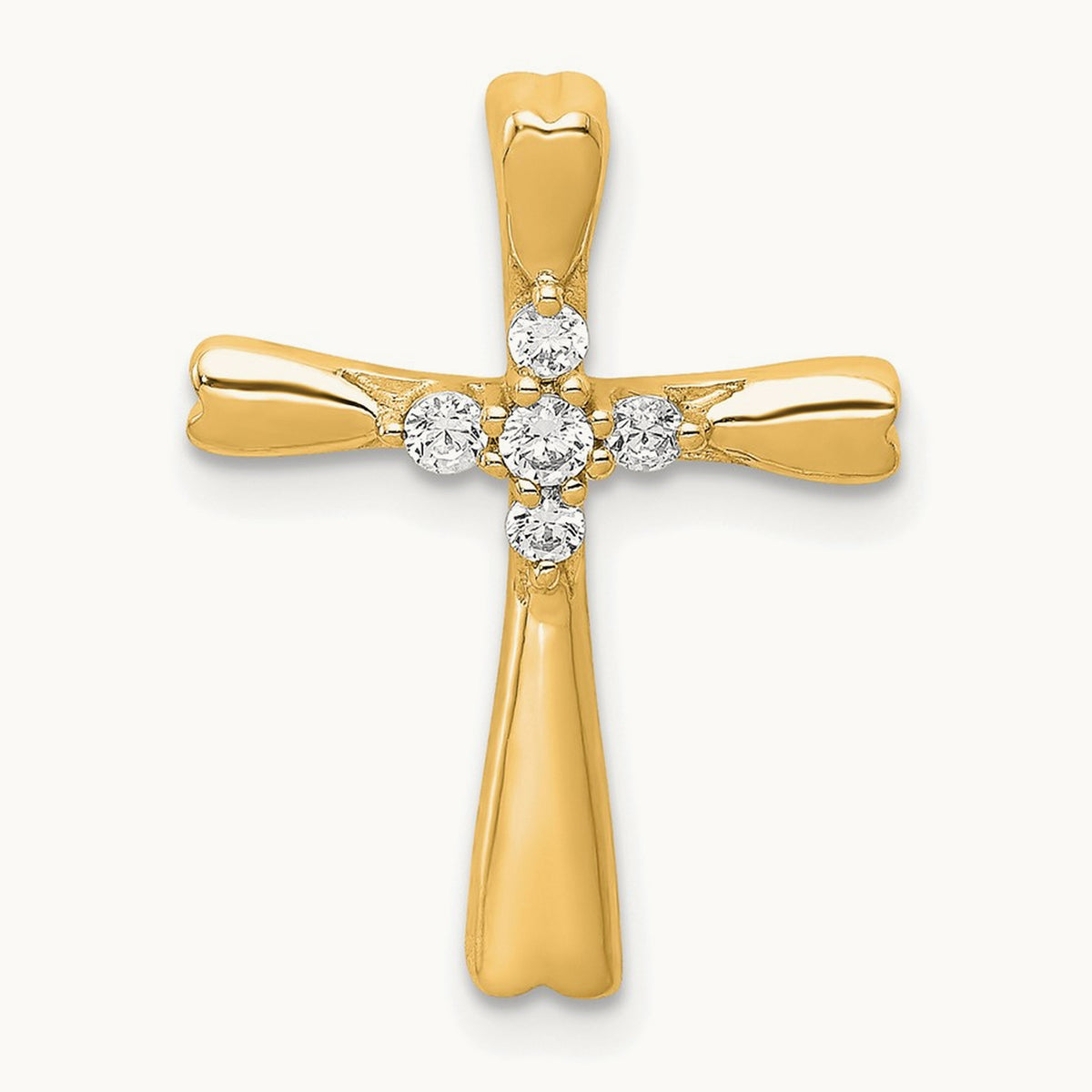 Cross Chain Slide Pendant, 0.10 ct tw Lab-Grown Diamond — 14K Yellow Gold