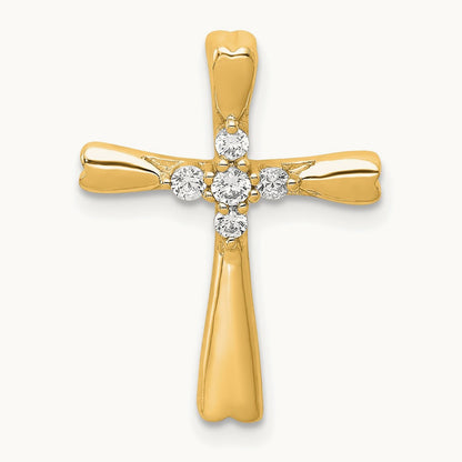 Cross Chain Slide Pendant, 0.10 ct tw Lab-Grown Diamond — 14K Yellow Gold