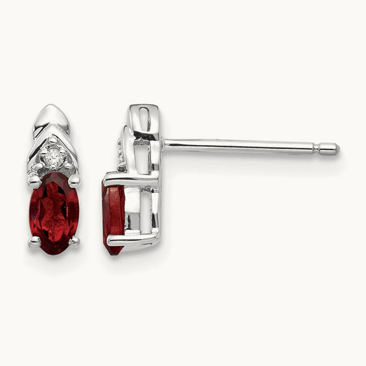 Garnet and Diamond Post Earrings — photo set