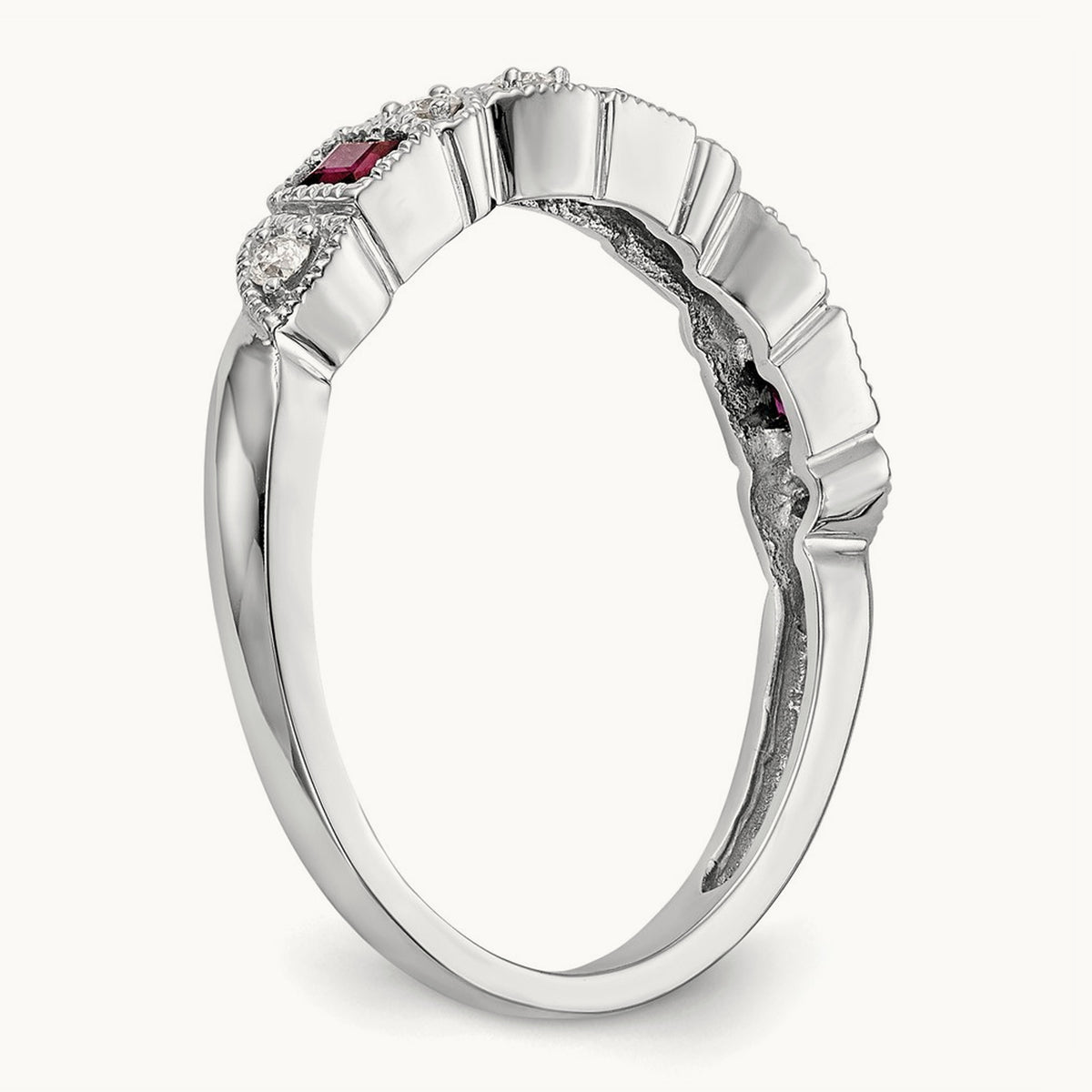 Diamond w/Ruby Band, 14K White Gold