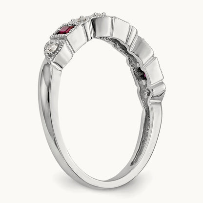 Diamond w/Ruby Band, 14K White Gold