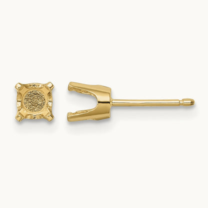 Setting: Round Stud Earring Mounting with backs — 14K Yellow Gold