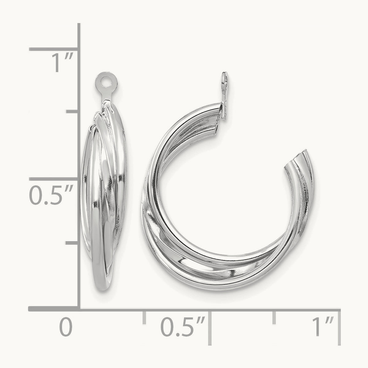 Polished Hoop Earring Jackets — 14K White Gold