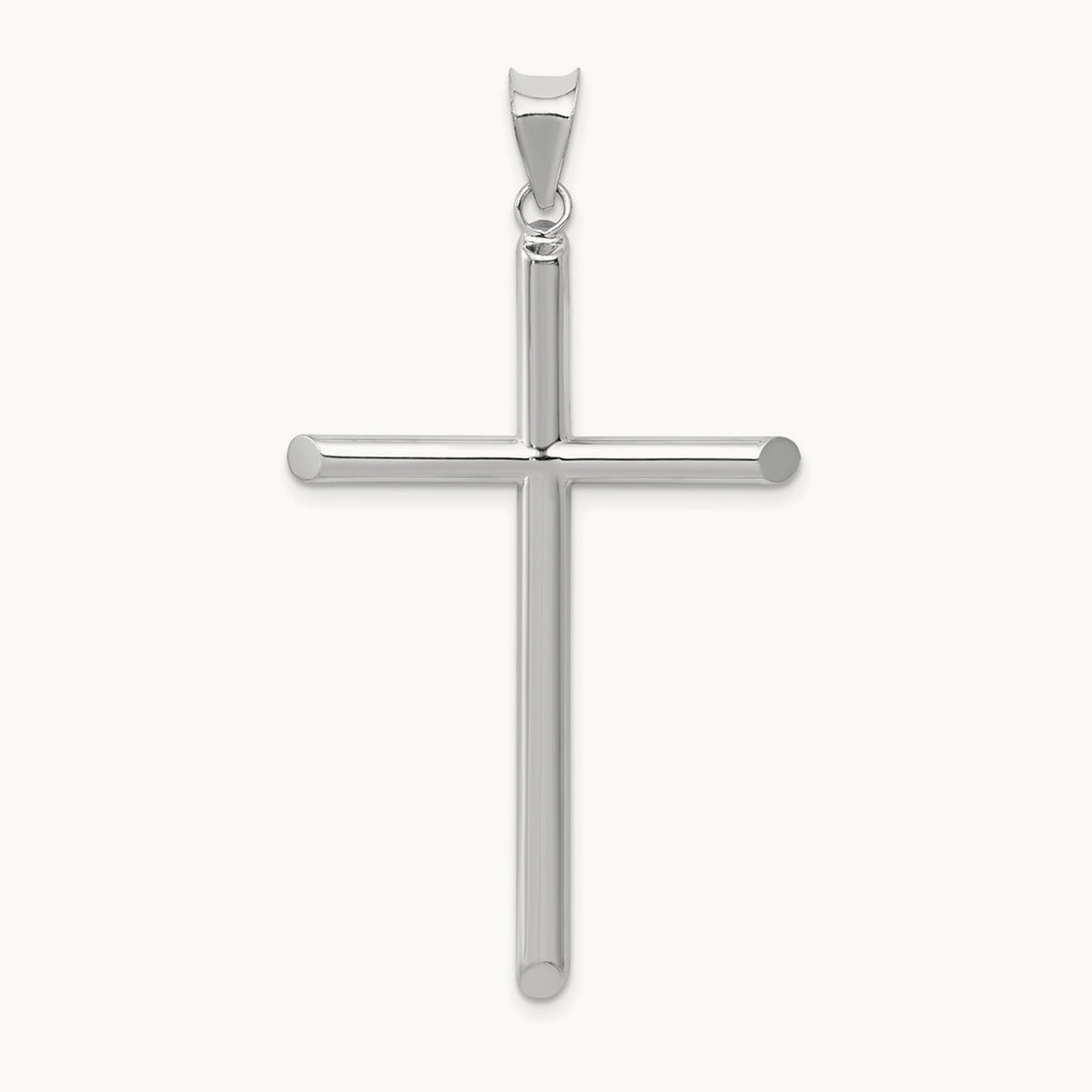 Polished Hollow Cross Pendant, 14K White Gold