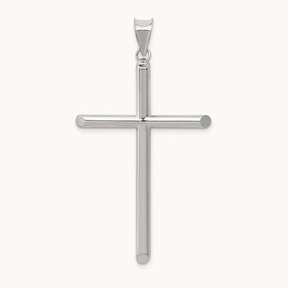 Polished Hollow Cross Pendant, 14K White Gold