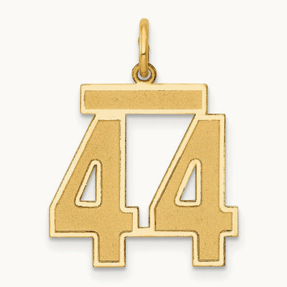 Medium Satin Number 44 Charm, 14K