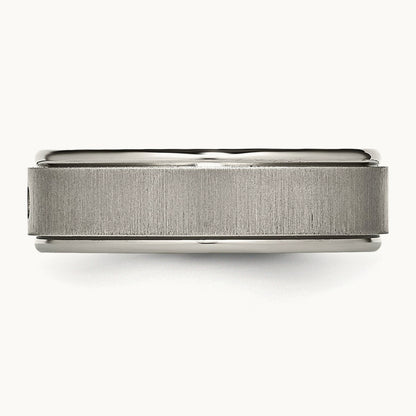 Brushed/Polished .05ct Diamond Rounded Edge Band, 7mm, Titanium