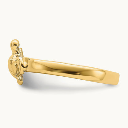 Adjustable Sea Turtle Toe Ring, 14K