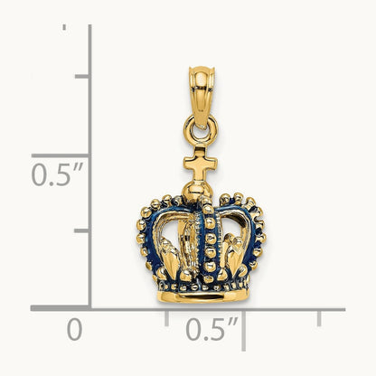 3-D Blue Enamel Crown Charm — 20.1mm